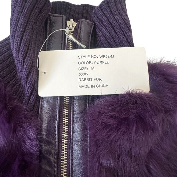 RARE NWT Purple Dyed Genuine Rabbit Fur Jacket Size M Che-Bella Vintage Y2K NOS - Picture 7 of 13